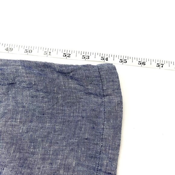 St. Tropez West Jumpsuit Women's 12 Blue Chambray 100% Linen Wide Leg Belted - Picture 12 of 16